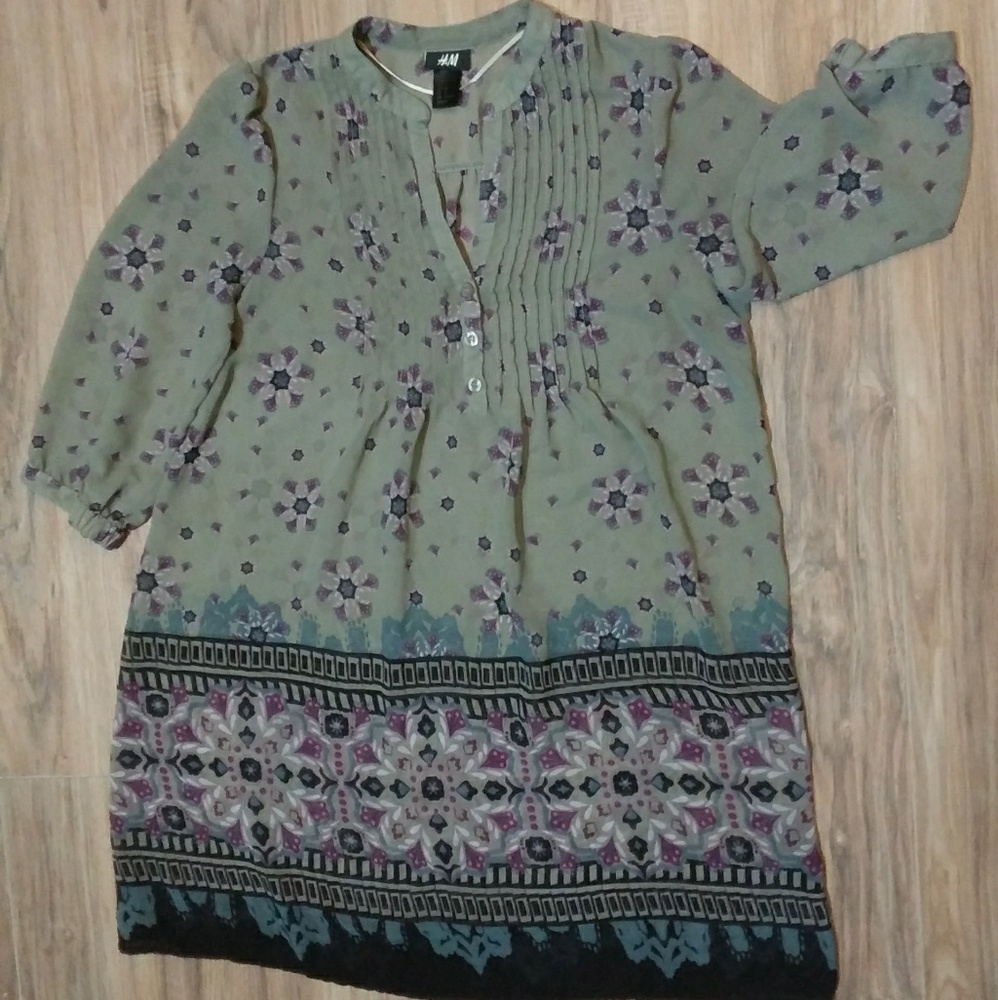 H&M Grey Voile Tunic Size 2